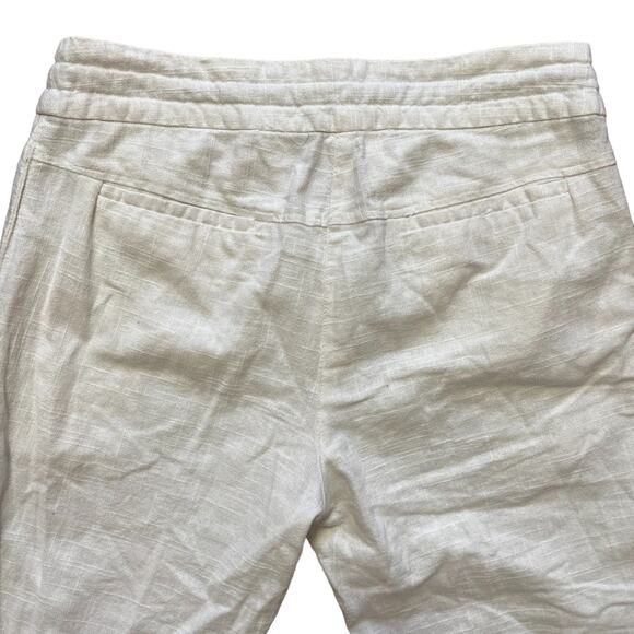 THE EARTH COLLECTION Linen Cotton Straight Leg Cropped Pants in Ivory SZ 10 - Picture 5 of 10